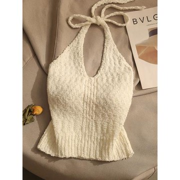 港風純欲掛脖吊帶上衣女夏內搭性感辣妹美背修身針織背心打底外穿