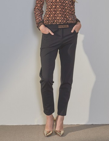 ★【喜芝梅】雙星乘風口袋作摺長褲(黑色；M-3L) 222040408