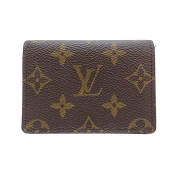 【二手名牌BRAND OFF】LOUIS VUITTON LV 路易威登【再降價】 棕色 原花 帆布 名片夾 M63801