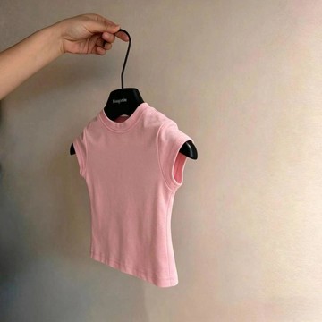 🎀biubiu童裝🎀韓版女童短袖T恤中新款中小童時髦ins風圓領貓咪印花修身上衣