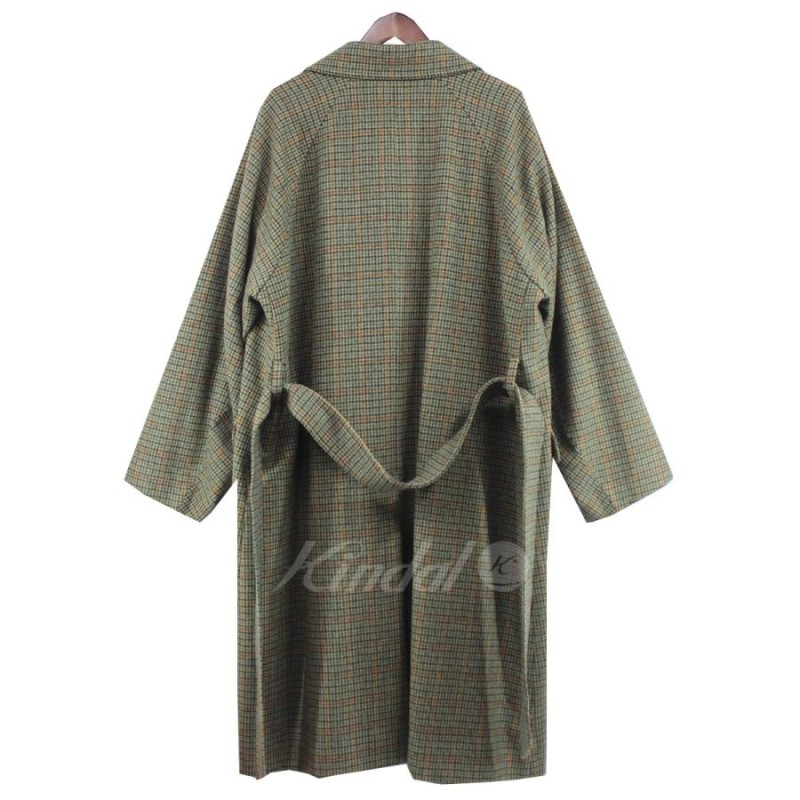 値下げ】URU 19AW WOOL CHECK BELTED COAT ウール チェック ベルテッド