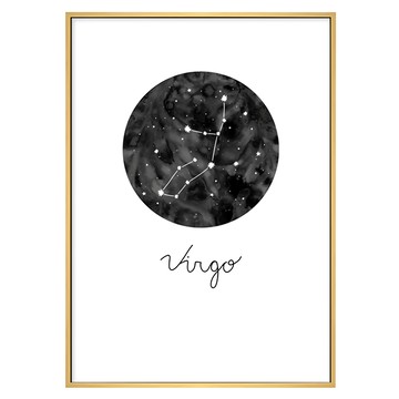 處女座 Virgo 星座圖 掛畫  50x70cm  木色