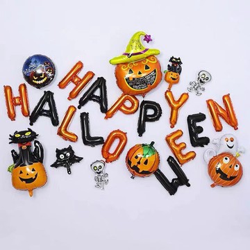 萬聖節 字母氣球 台灣現貨 H007艾妮🎃 派對 HappyHalloween 店面佈置 背景 裝飾 萬聖字母 幼稚園