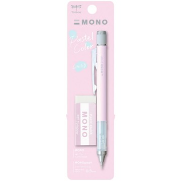 蝦皮隔日到貨 (限量)蜻蜓TOMBOW Pastel色系 自動鉛筆0.5mm+橡皮擦組-櫻花粉 墊腳石購物網