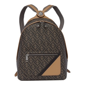 Fendi 7VZ076 Chiodo Diagonal FF布料背包 棕色