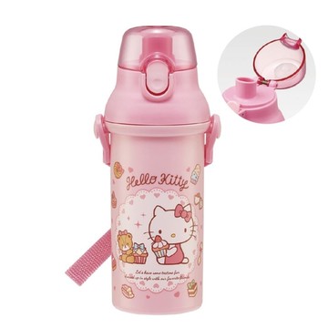 小禮堂 Hello Kitty 兒童彈蓋直飲水壺 480ml Ag+ (粉杯子蛋糕款) 4973307-608230