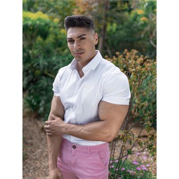 肌肉男士健身襯衫 夏季新款白色短袖襯衣修身 高彈力透氣運動襯衫