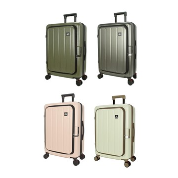 ~雪黛屋~Eason 19吋行李箱前開加大拉鍊杯架可加大360度避震輪鋁合金拉桿U063