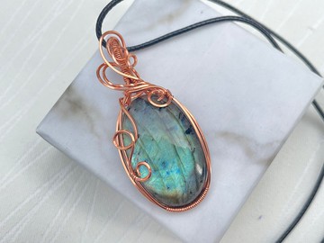 *220932 wire wrapping 拉長石 銅線 繞線 吊墮