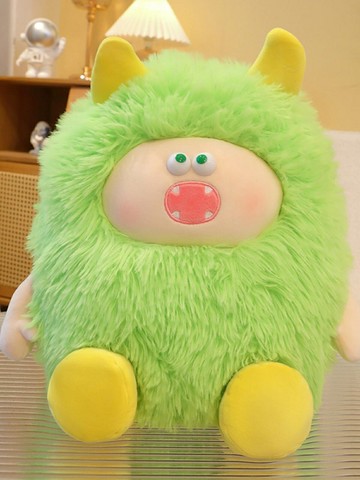 新款小怪獸抱枕靠墊長毛布娃娃玩偶男生款毛絨玩具搞怪生日禮物女（45cm以上的商品麻煩客人選擇宅配哦，謝謝）