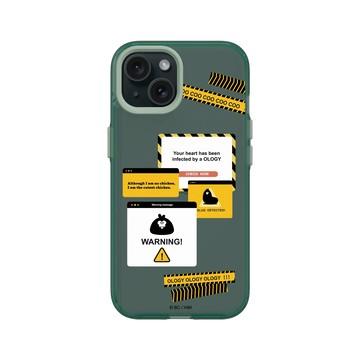 iPhone 15 Clear 憂墨綠 - 奧樂雞 Ology - Warning