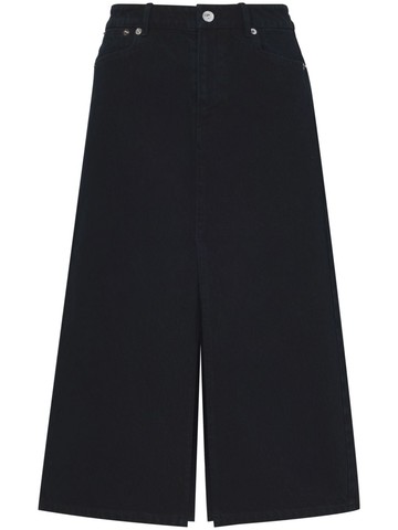 Proenza Schouler White Label - Sloan washed-denim mid skirt - women - Cotton/Spandex/Elastane - 12 - Black