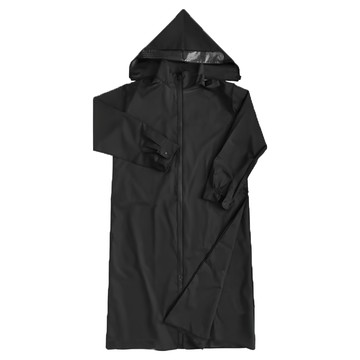 捷華 加長三拉鍊雨衣  環保EVA材質  黑色  XXL