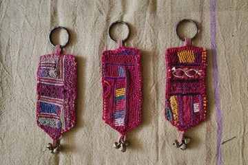 Remake 印度Banjara古董手工刺繡布料再製吊飾 大款