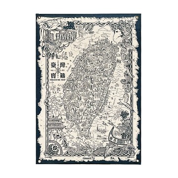 木子創意 台灣藏寶圖 （丈青色）厚帆布/金屬釦 台灣製造  53 x 75cm