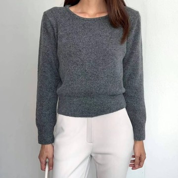 正韓針織上衣 圓領長袖短版針織衫BBO1036-創翊韓都