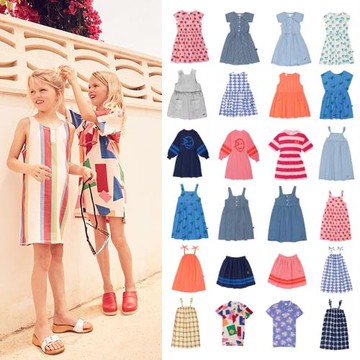 24春夏新款WYN女童可愛百搭滿印吊帶裙子短袖條紋女孩笑臉連衣裙