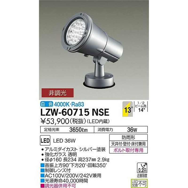 LZW60715NSE 大光電機 LED 屋外灯 スポットライト 通販 LINEポイント最大0.5%GET LINEショッピング