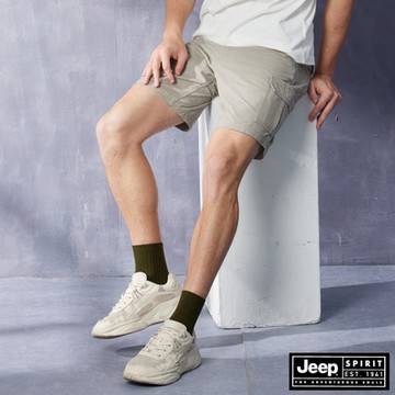 JEEP 男裝 街頭時尚工裝短褲-卡其色