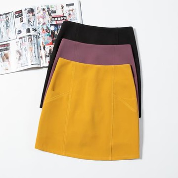 半身裙夏季黑色短裙防走光高腰a字裙包臀帶有口袋的小個子一步裙