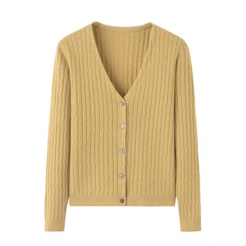 絨爵內蒙針織開衫系扣小衫羊絨衫女秋季新款薄款針織衫毛衣女E388