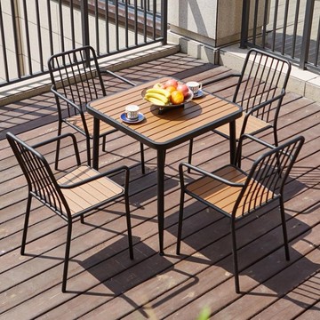 戶外桌椅 定制戶外桌椅組合室外休閒吧庭院防腐長方桌鐵藝露天花園外擺陽台桌椅