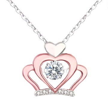 Crossfor 日本進口主鑽 Dancing Stone系列 純銀懸浮閃動項鍊  N款瑰麗加冕 銀色  鍊長40 + 5cm延長鍊