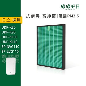適用HITACHI日立 UDP-K80 K90 K100 K110 HEPA抗菌濾芯 蜂顆活性碳 複合式濾網 綠綠好日