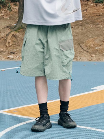 UNISEX NYLON RIPSTOP MULTI CARGO SHORTS [KHAKI]