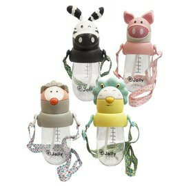 英國 JOLLY 可愛動物造型水杯490ml(4款可選) 超可愛動物造型水杯 吸引寶寶喝水 ◆可拆式肩背帶