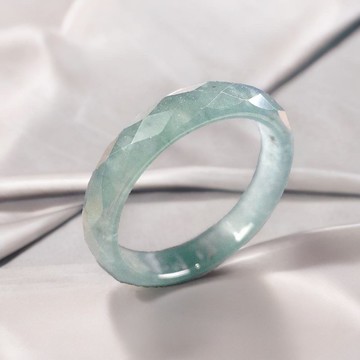 冰藍水翡翠鑽石切割面戒指戒圈 | 國際10圍 | 天然翡翠A貨 | 送禮