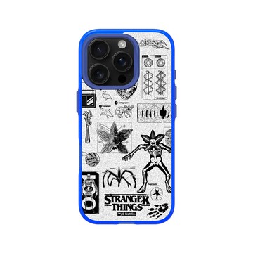 iPhone 16 Pro Clear 激光藍 - Stranger Things - 顛倒世界怪物圖鑑 黑白款
