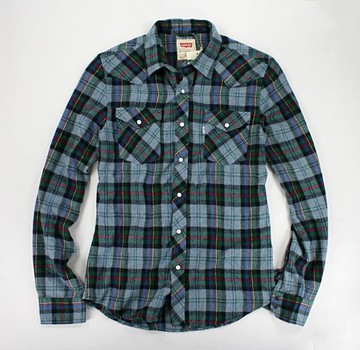 美國百分百【全新真品】Levis levi's 綠色系 斜格紋 口袋 長襯衫 襯衫外套 外搭 男 S號 免運