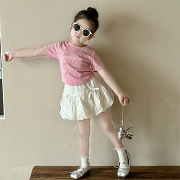 Baby童衣 兒童短袖套裝 女童夏季粉色上衣+花苞短褲套裝 女寶寶外出套裝 89124