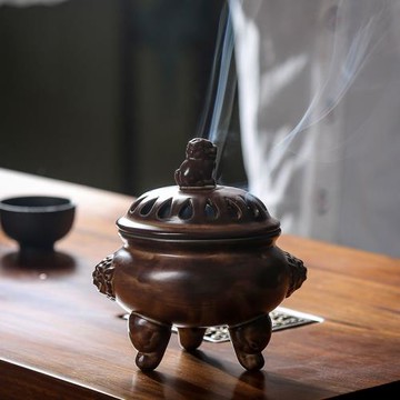 瓷恒堂三足香爐薰香爐仿古家用盤香爐陶瓷檀香爐大號室內香薰香道