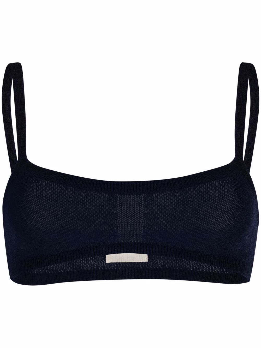 KHAITE - knitted sweetheart bra top - women - Cashmere - M - Blue