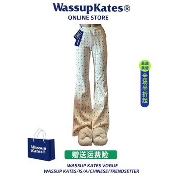 2026春秋夏季杏色碎花山本微喇叭休閑褲女夏季薄款高腰設計感運動