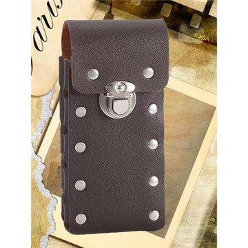 橫豎款跨境手機包腰包PU鎖扣鉚釘穿皮帶手機袋多功能錢包雜物包