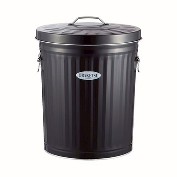 日本 OBAKETSU 手工製垃圾桶 33L(贈垃圾袋環)黑色