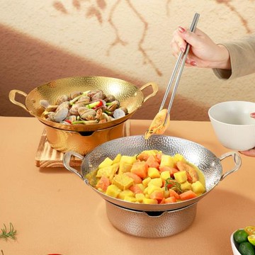 干鍋鍋酒精爐錘紋不銹鋼小火鍋酒吧鼎小火鍋家用商用特厚火鍋鍋具