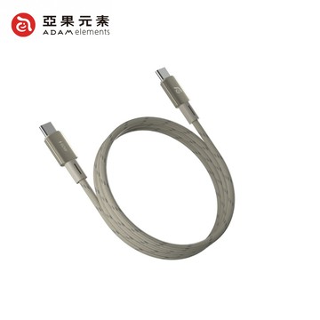 【亞果元素】MS100 USB-C to USB-C 60W 磁吸收納編織充電線 1M-鈦