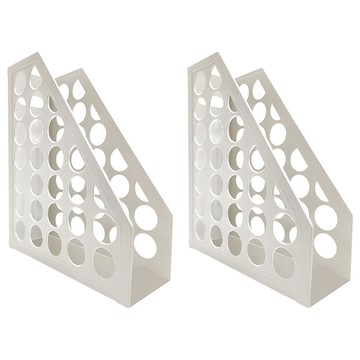 W.I.P 台灣聯合文具 開放圓孔雜誌箱 可堆疊 直式橫式收納適用  米白色  2個