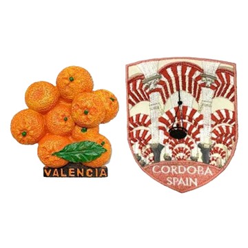 A-ONE 匯旺 西班牙瓦倫西亞橘子立體冰箱貼 Set 2件 + 科爾多瓦主教座堂 繡片貼  7.5 x 6cm  西班牙瓦倫西亞橘子 + 西班牙科爾多瓦主教座堂