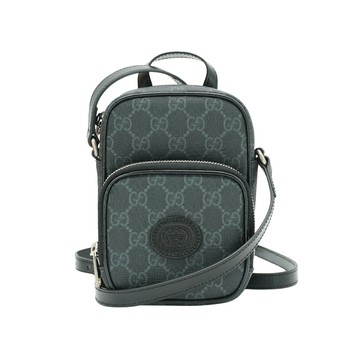 Gucci Interlocking G 標誌迷你拉鍊二用包(672952-黑)