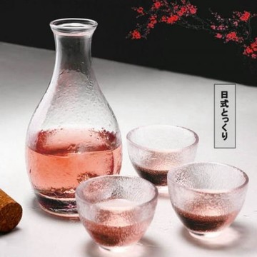 日式小酒杯透明玻璃酒壺小杯梅子清酒果酒梅子米酒磨砂杯子一口杯