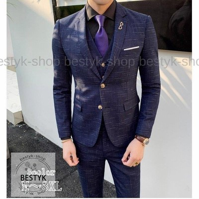 メンズスーツ 2つボタンスーツ チェック柄 フォーマルスーツ タキシードスーツ 3点セットスーツ 結婚式 二次会 成人式 卒業式 就職活 春秋冬 ビジネススーツ 通販 Lineポイント最大get Lineショッピング