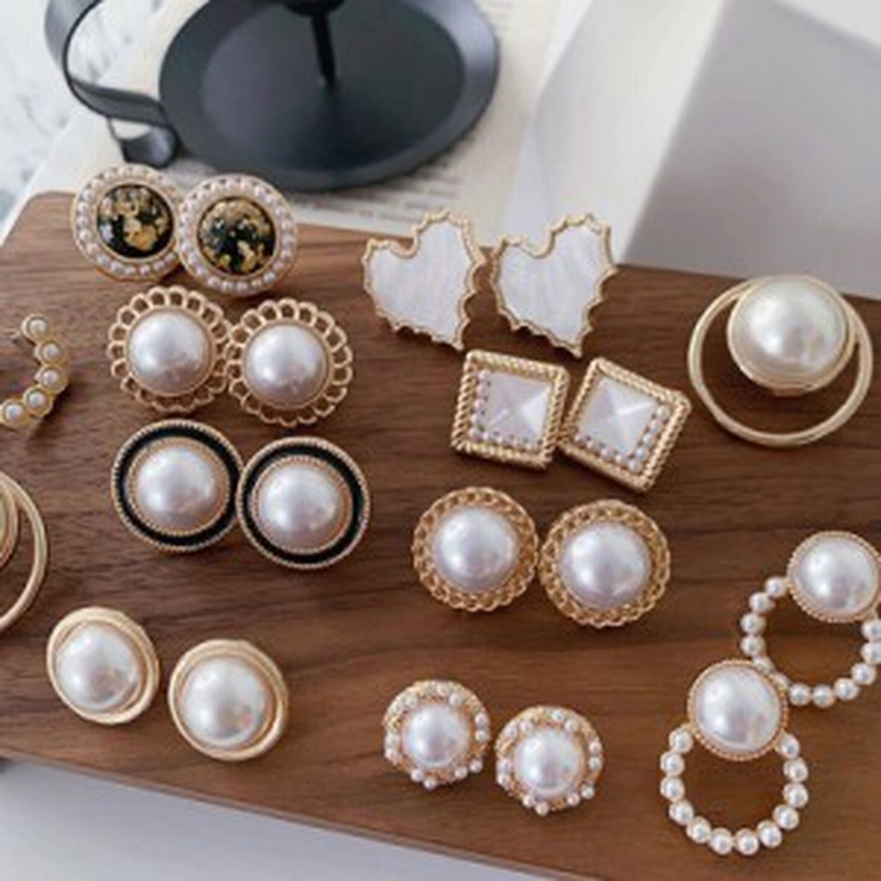 シェル ハート ピアス パール（ハートシェルとコットンパールの  