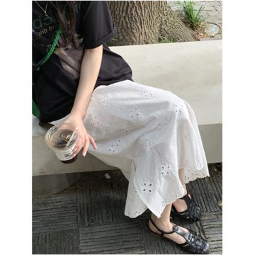 白色鏤空刺繡蕾絲半身裙女2025新款夏薄款小個子直筒裙伯克利半裙