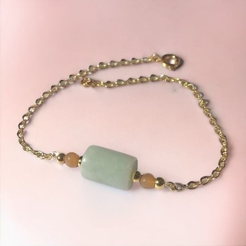 【萬事亨通】淡綠翡翠路路通手鍊14K包金| 天然緬甸玉A貨 | 送禮