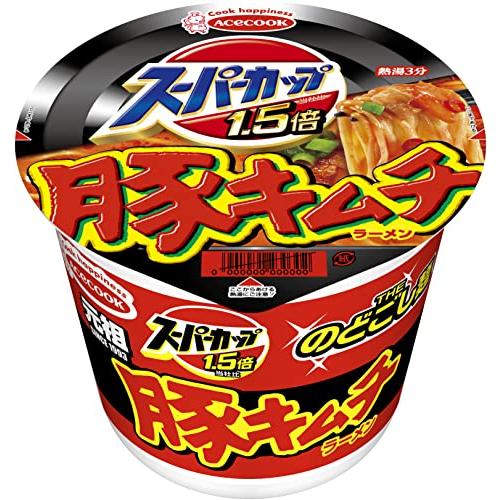 エースコック スーパーカップ1.5倍 新・豚キムチラーメン 107g×12個